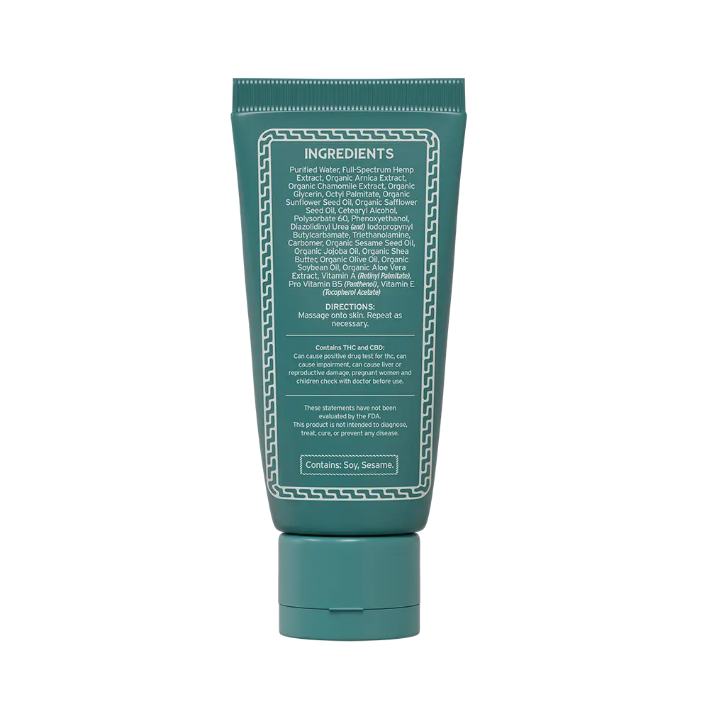 Back of the Willie's Remedy Daily Relief Cream tube