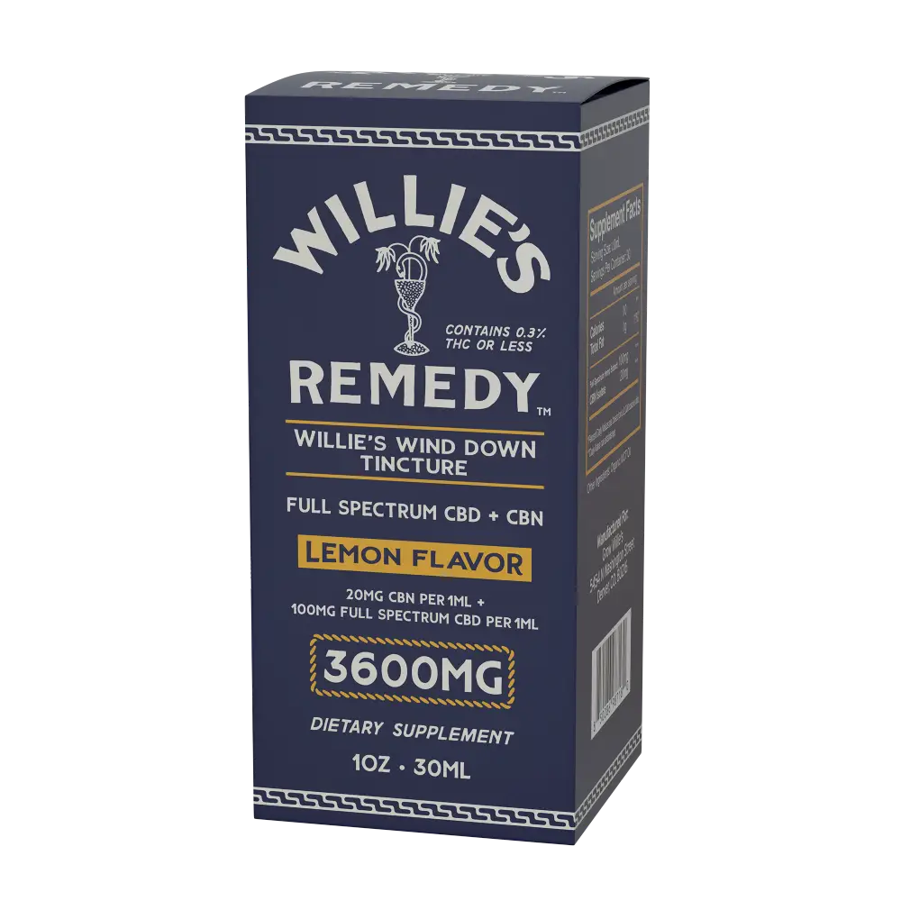 Willie's Wind Down Full-Spectrum tincture box, alternate angle