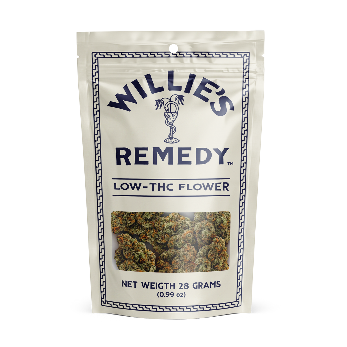 Willie's Remedy low-THC CBD hemp flower, 28 gram pouch