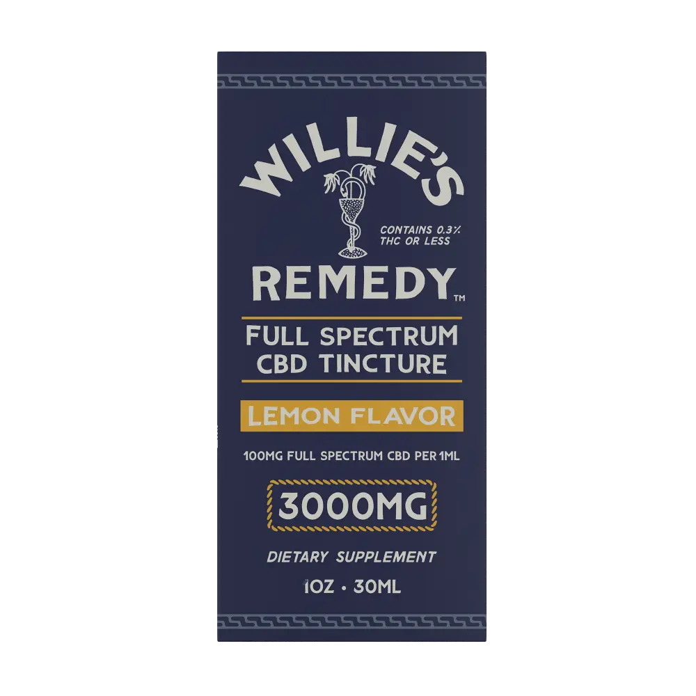 Box for Willie's Full-Spectrum CBD tincture, lemon, 3000mg