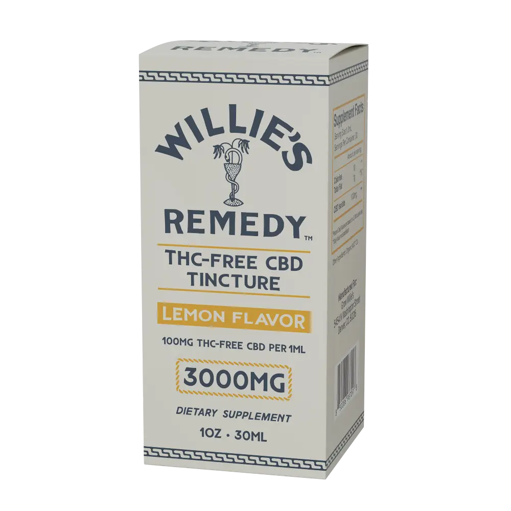 Willie's THC-Free CBD tincture box, alternate angle