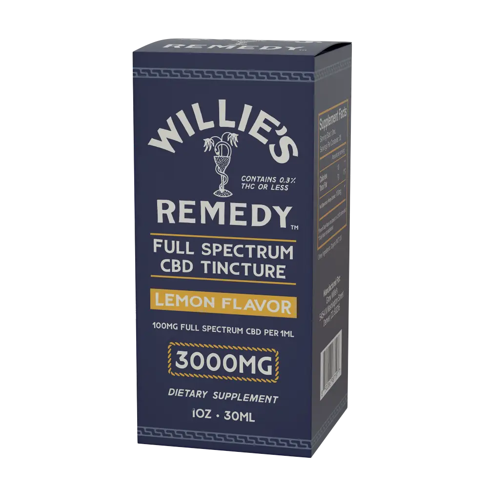 Willie's Full-Spectrum CBD tincture box, alternate angle