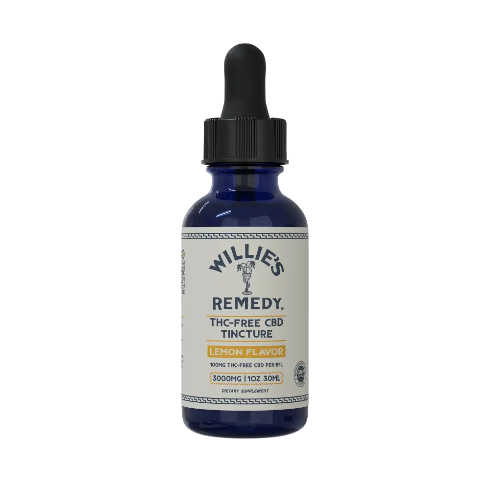 Willie's THC-Free CBD tincture bottle, front label