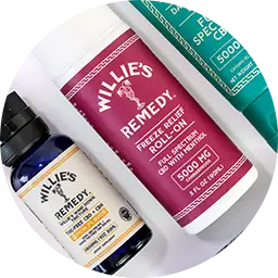 Willie's Remedy Freeze Relief Roll-On, Daily Relief Cream and a CBD tincture